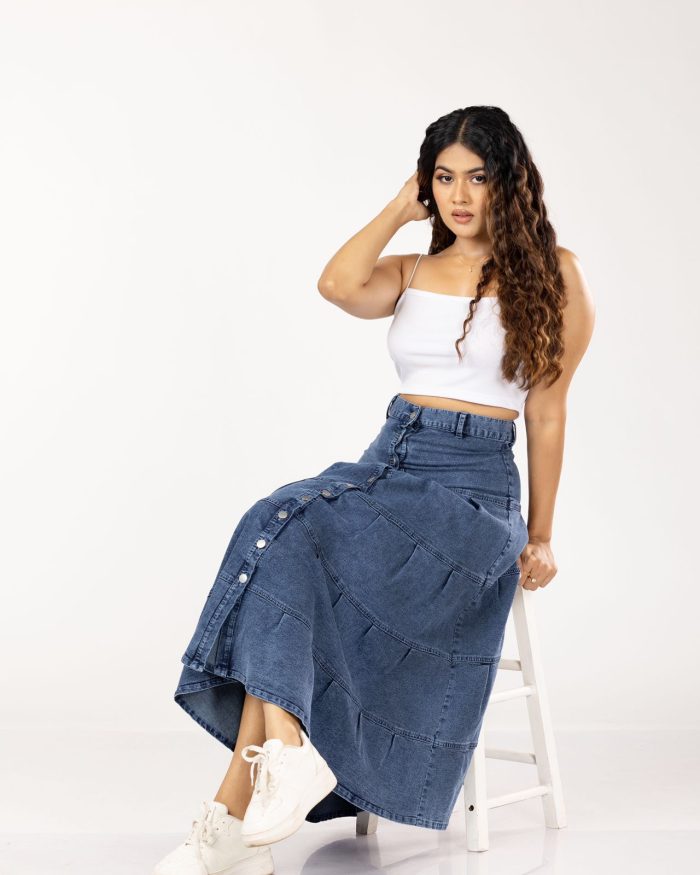 スカート LAYERED REMAKE DENIM SKIRT 24size LAYERED REMAKE DENIM SKIRT 24size